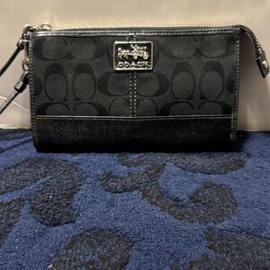 Coach Signature Black Wristlet Clutch